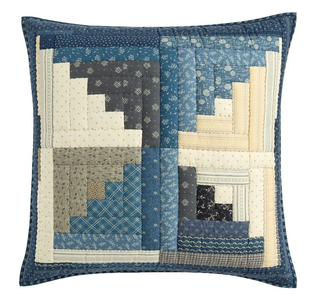 Pottery Barn Grayson Reversible Patchwork Quilted Euro Sham 26x26 Sample